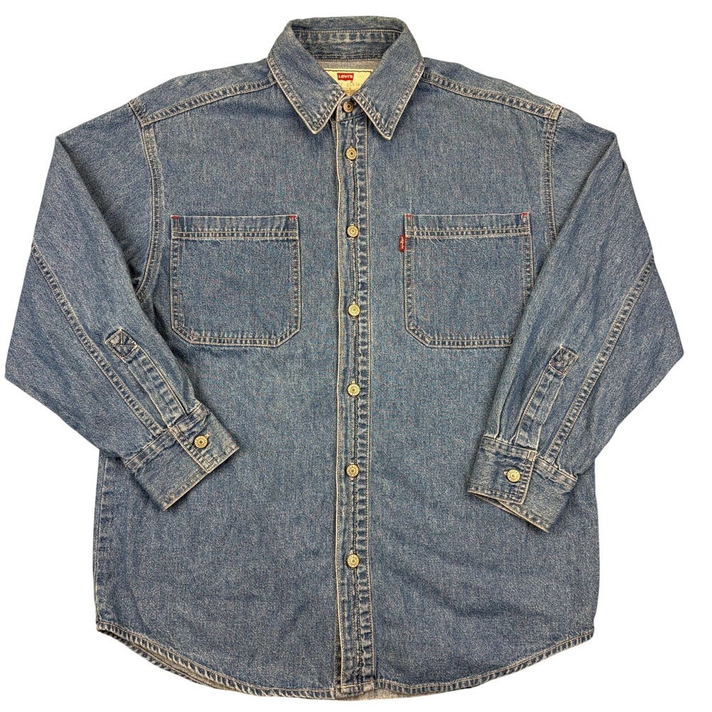 Levi's Shirt Boys Large 16-18 Blue Denim Long Sleeve Button Up Two Pockets